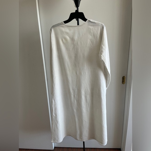 FabIndia style white handwoven hi quality khadi Kurta dress long tunic women XL - Picture 5 of 9